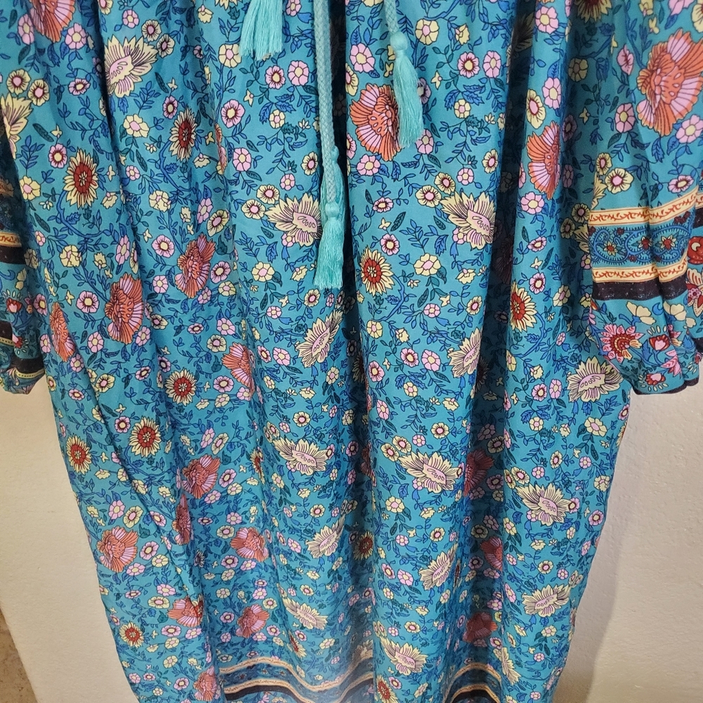 Bohemian Peasant Hippie Floral Maxi Dress XXL - Picture 3 of 5